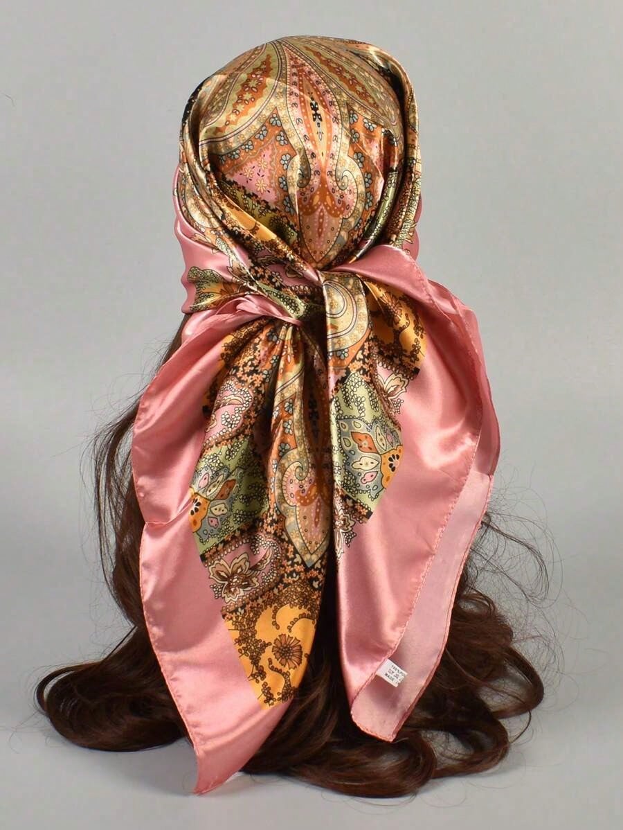 Face Scarf Mask - 1 Buah Syal Cetak Tenun Pola