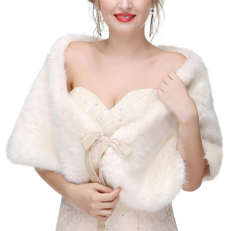 Stole Wedding Shawl - 652F Syal Stola Bulu Palsu Canggih