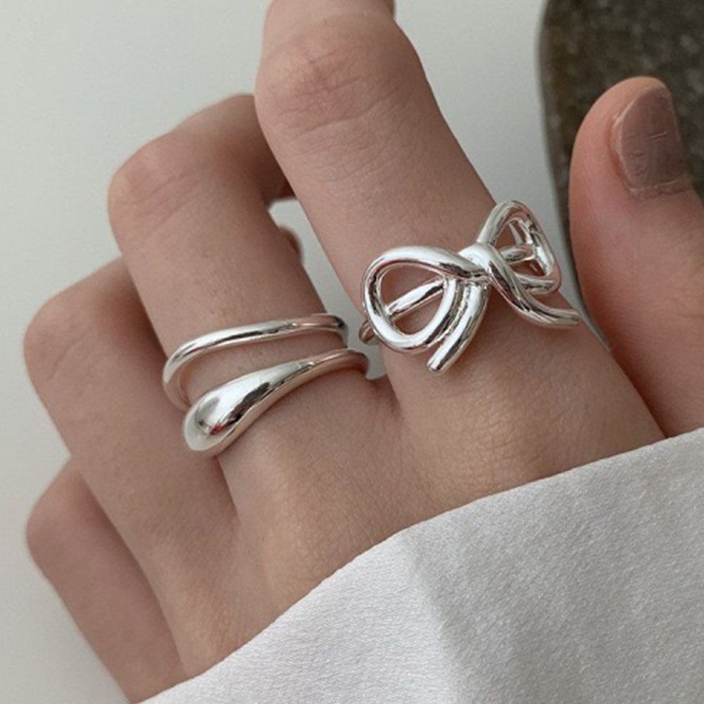 Tie Clip Silver - Cincin perak Sterling 925 wanita, perhiasan
