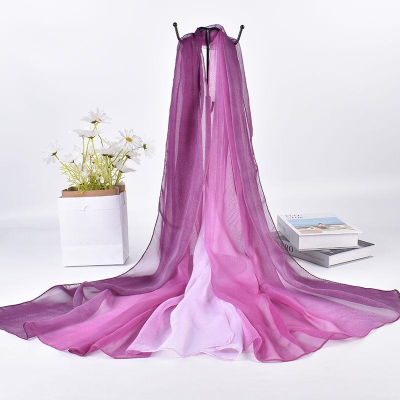 Face Scarf Mask - Syal sutra gradien tiga warna baru