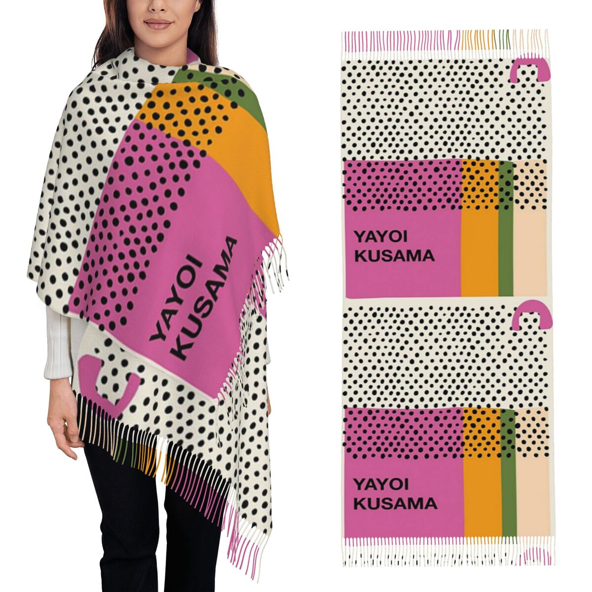 Infinity Scarf Knit - Selendang Mewah Yayoi Kusama Infinity Dots