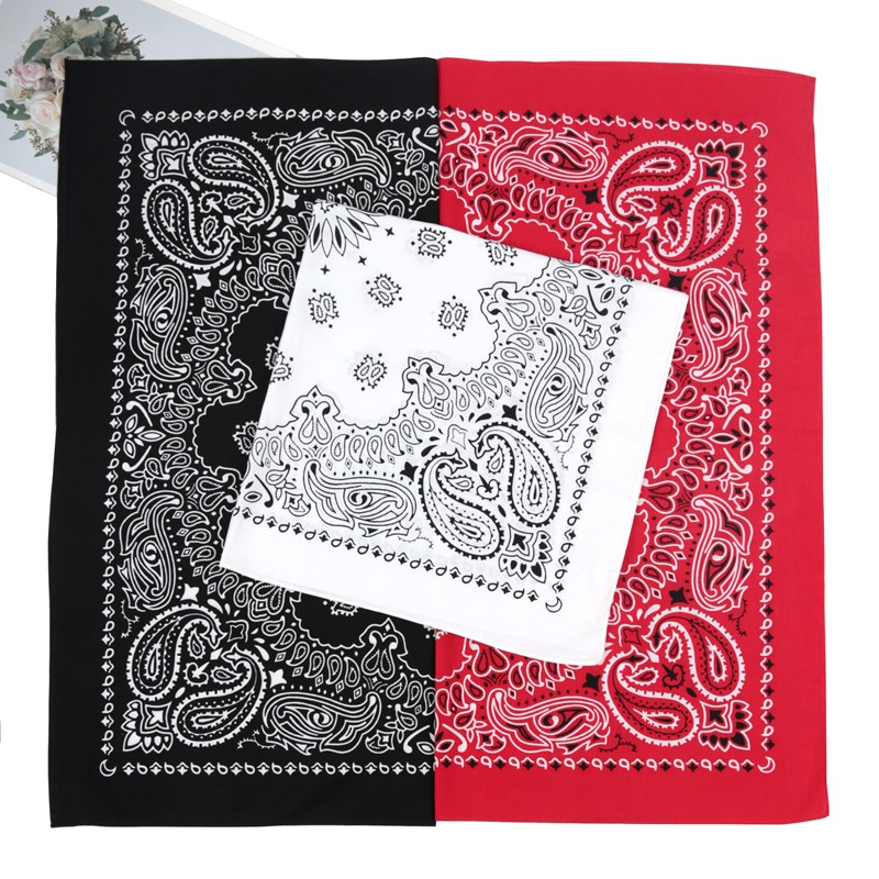 Bandana Cotton - 70*70Cm Uniseks Wanita 100% Katun Hitam