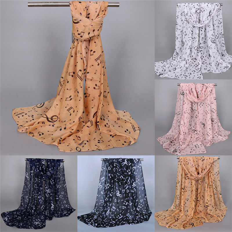 Infinity Scarf Knit - Syal Kualitas Tinggi Catatan Musik Cetak