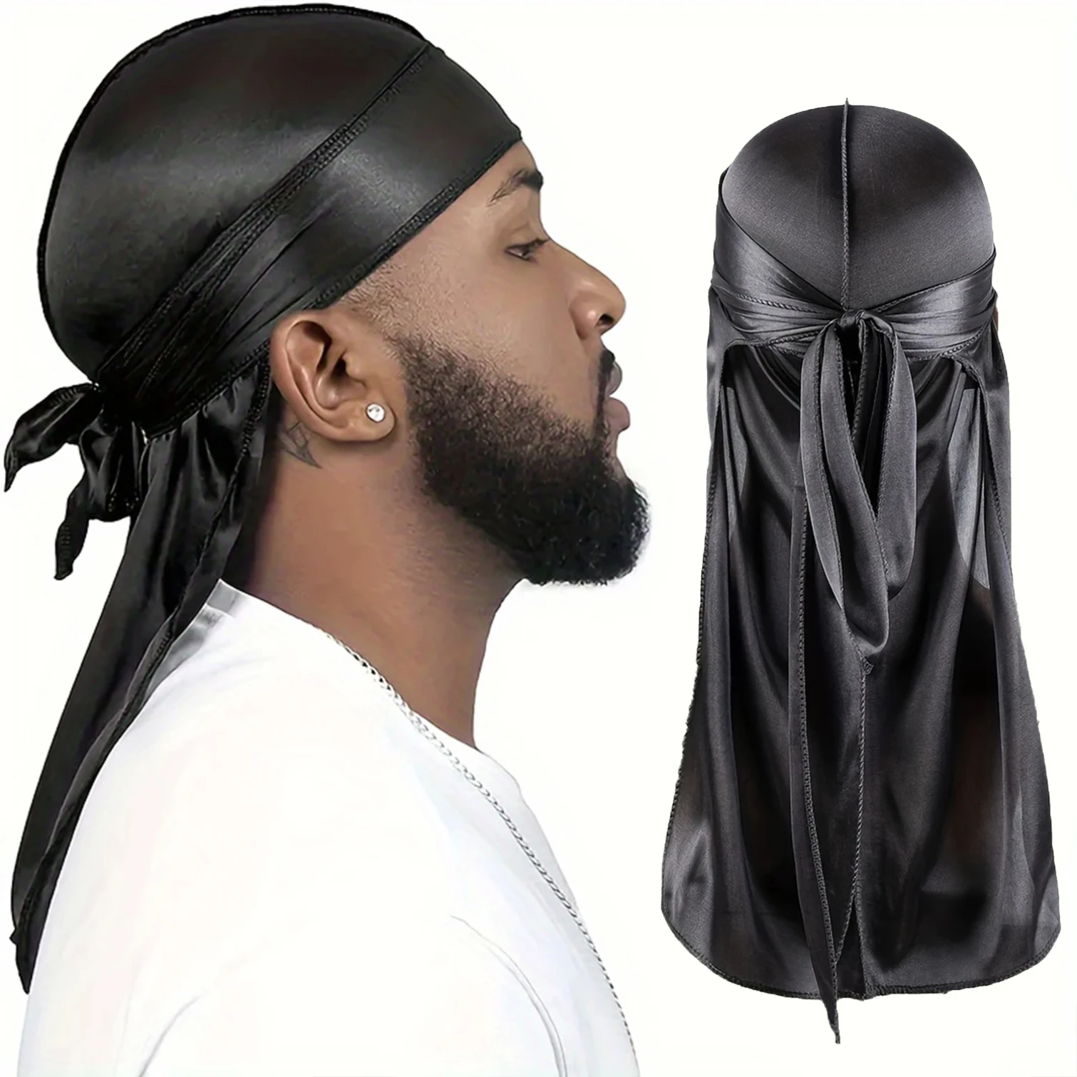 Bandana Doo Rag - Bandana sutra pria, penutup kepala sutra,