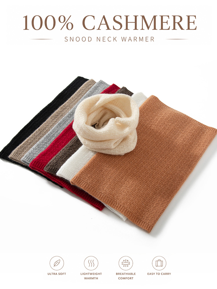 Infinity Scarf Knit - 100% Kasmir Murni Rajutan Waffle Penghangat