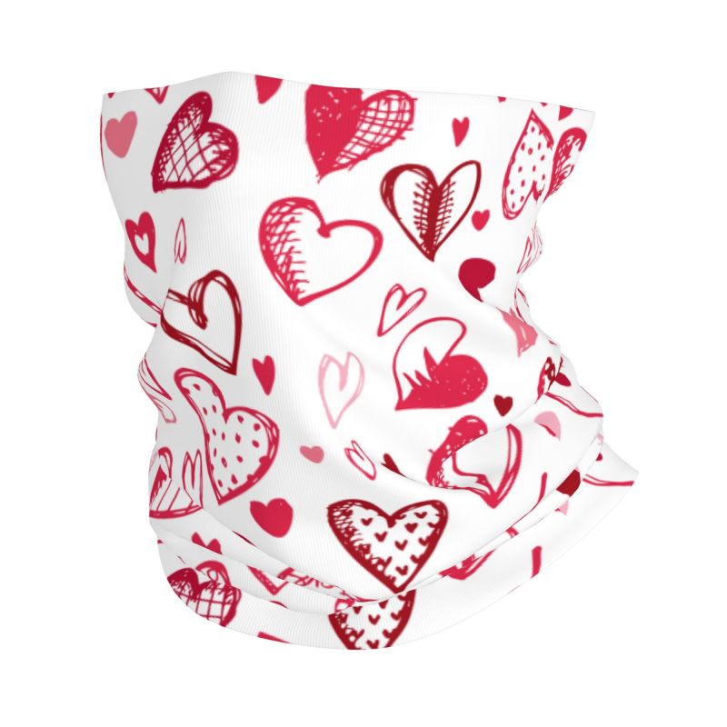 Neck Warmer Tube - Bandana Hati Cinta Merah Muda Penghangat