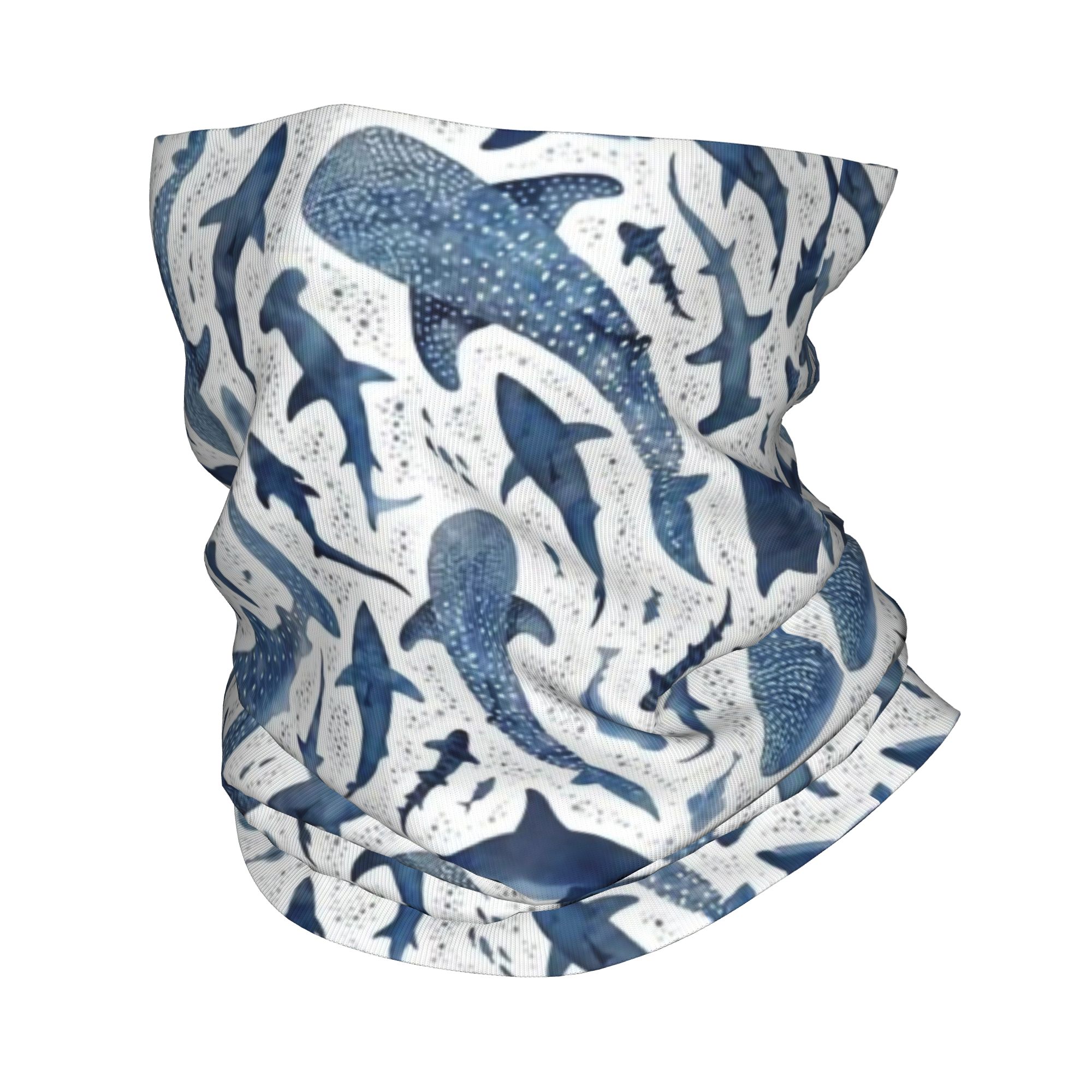Neck Warmer Tube - Bandana Leher Motif Hiu Warna Biru