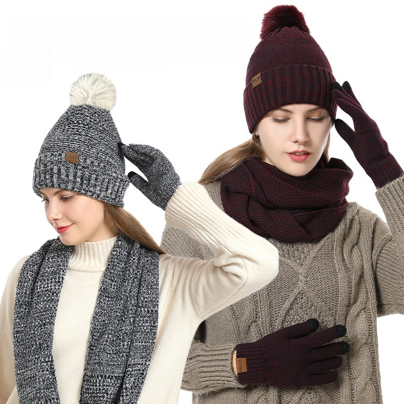 Infinity Scarf Knit - Set Rajutan Wanita Musim Dingin 3Pcs