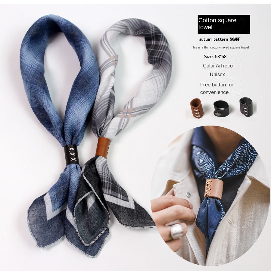 Scarf Silk Square - Syal persegi pria dengan kancing katun