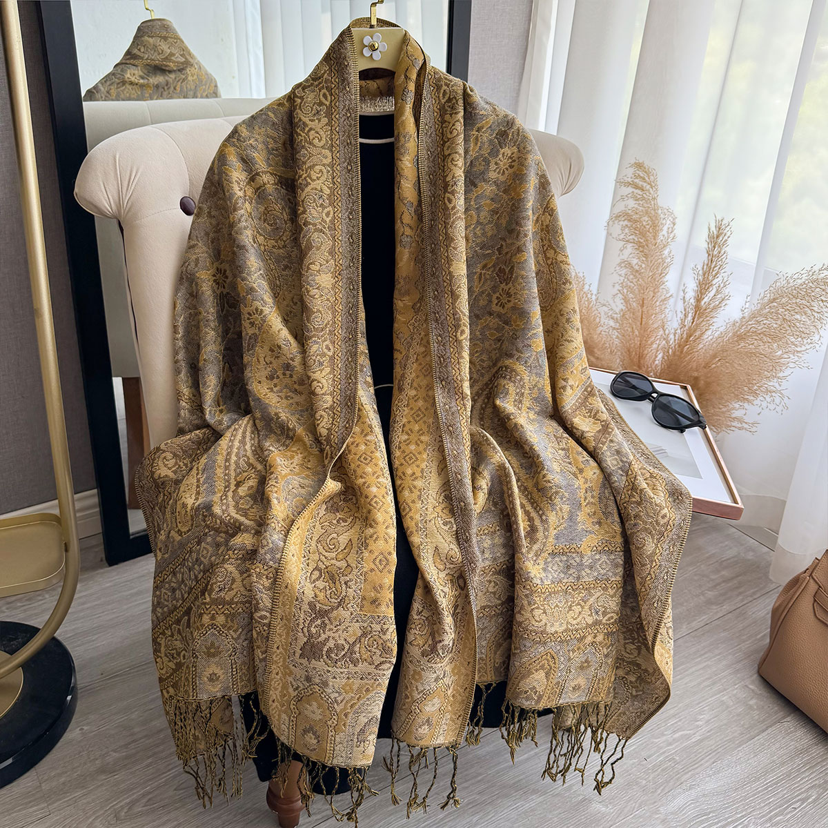 Woven Scarf Blanket - 2025 Desain Selimut Rumbai Gaya Etnik