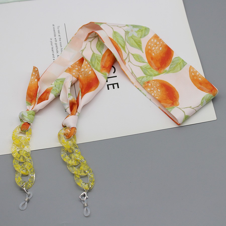 Silk Neck Scarf - Bohemia syal sutra cetak kacamata rantai