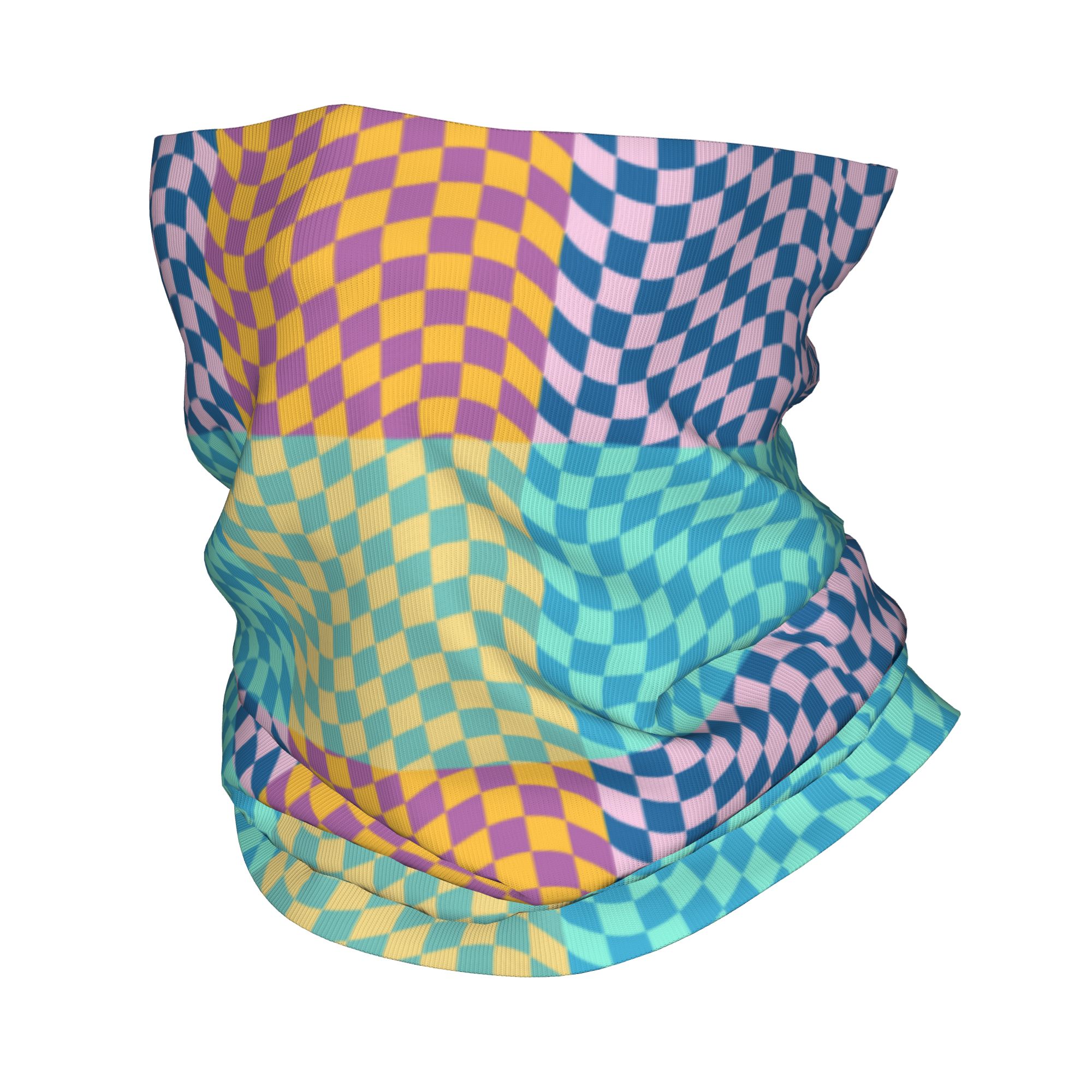 Neck Warmer Tube - Bandana Leher Motif Kotak-kotak Warna-warni, Penutup