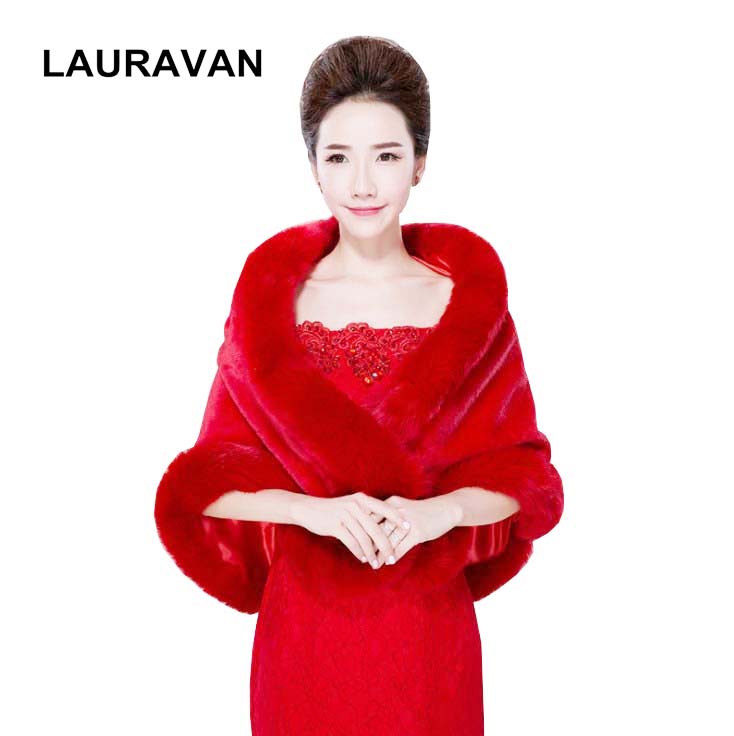 Stole Wedding Shawl - Selendang Pengantin Merah Bulu Imitasi Musim