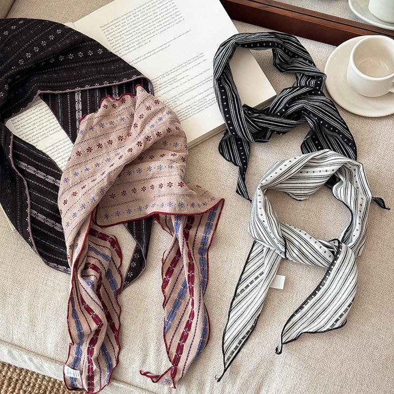 Bandana Cotton - Syal Segitiga Katun Linen Motif Bunga