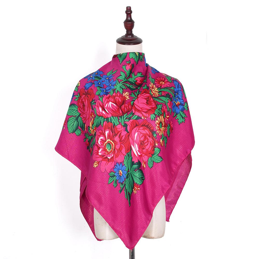 Bandana Cotton - 110*110cm emas kawat keperakan syal persegi