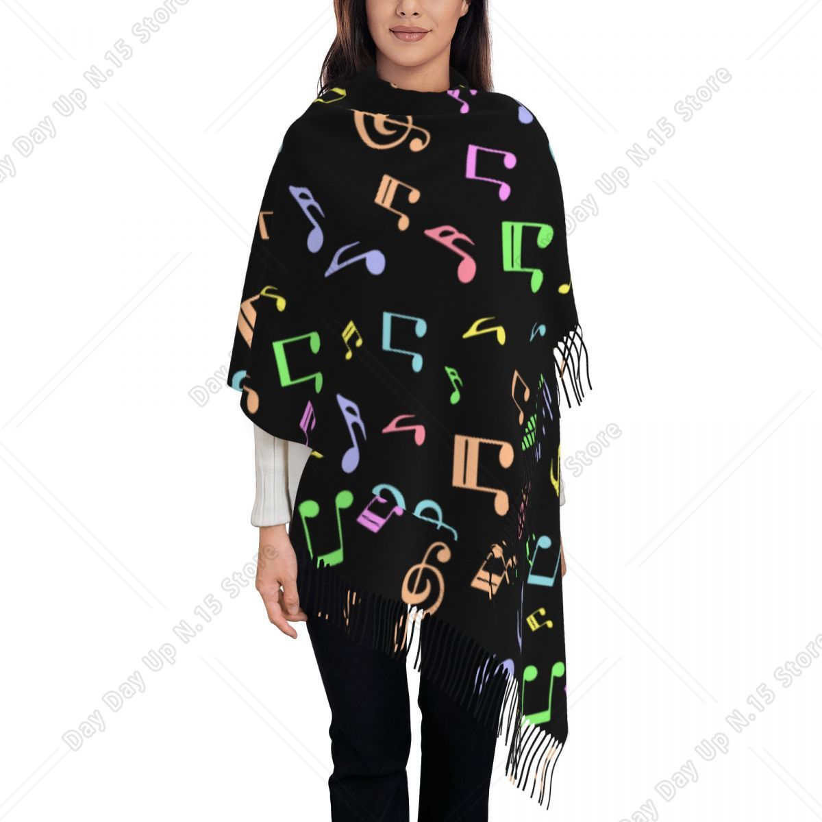 Selendang Bermotif Not Musik y - Pashmina Wrap Large ulasan dan harga