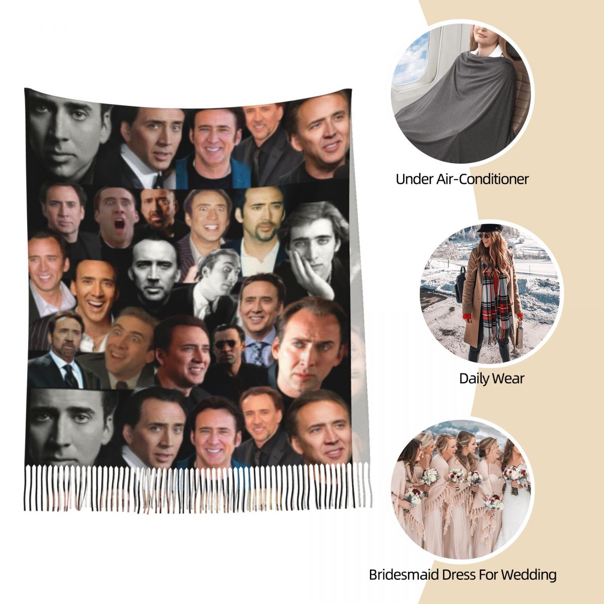 Selendang Nicolas Cage Colllag - Pashmina Wrap Large ulasan dan harga