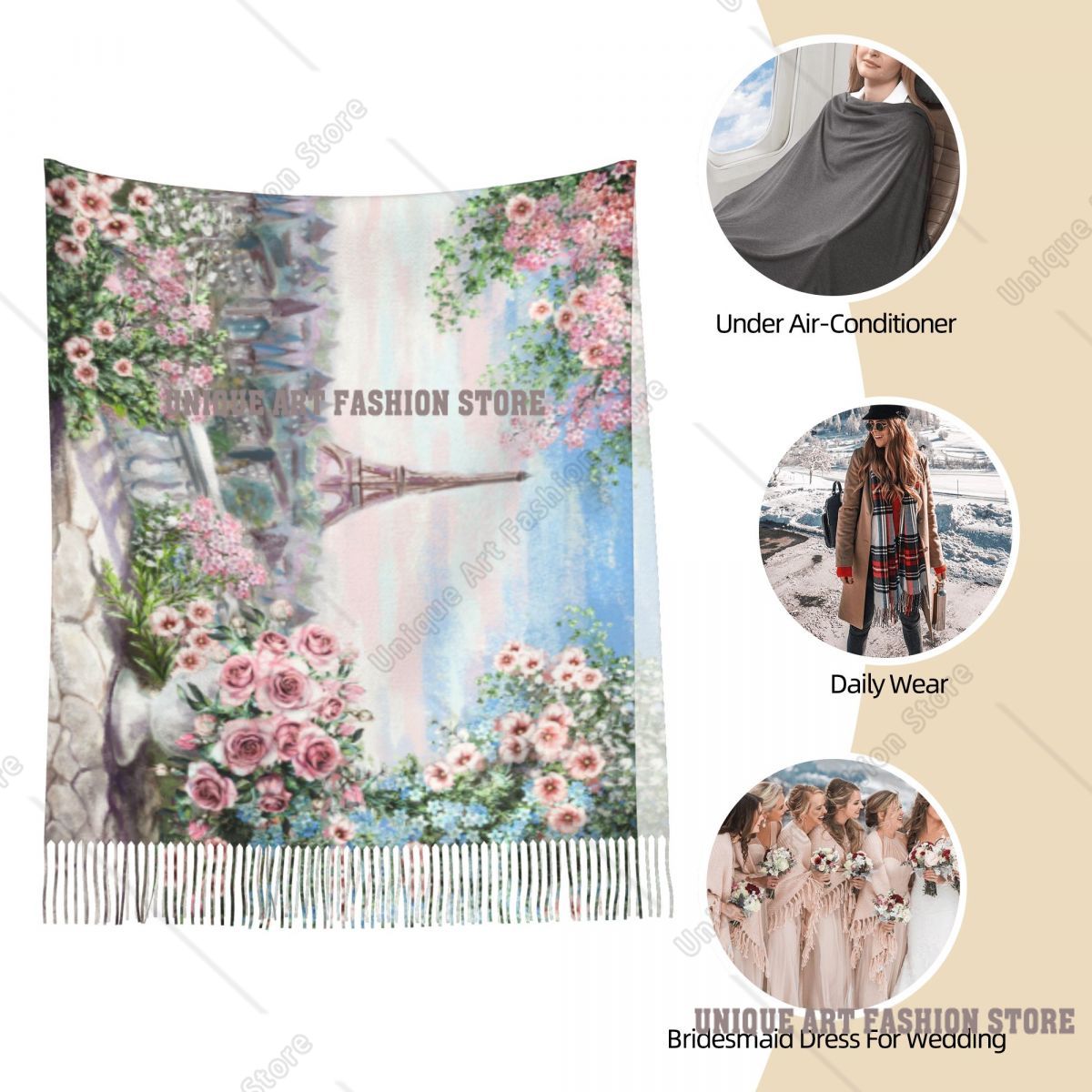 Lukisan Cat Minyak Prancis Par - Pashmina Wrap Large ulasan dan harga