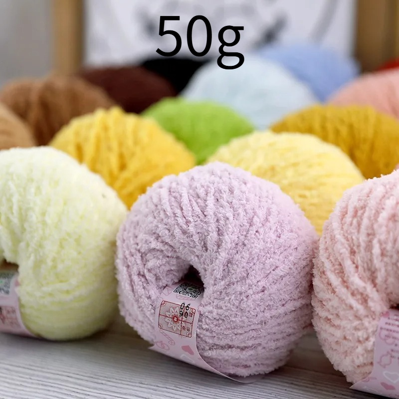 50G Benang Bulu Pendek 70M, Se - Woven Scarf Blanket ulasan dan harga