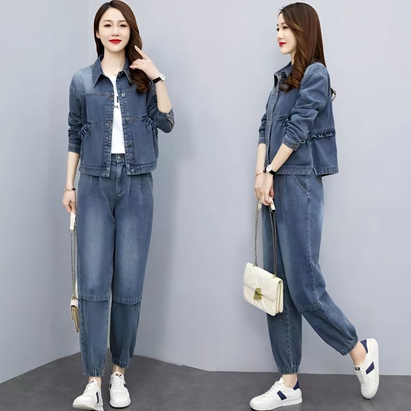 Set pakaian Denim wanita, mant - Pocket Square Set ulasan dan harga