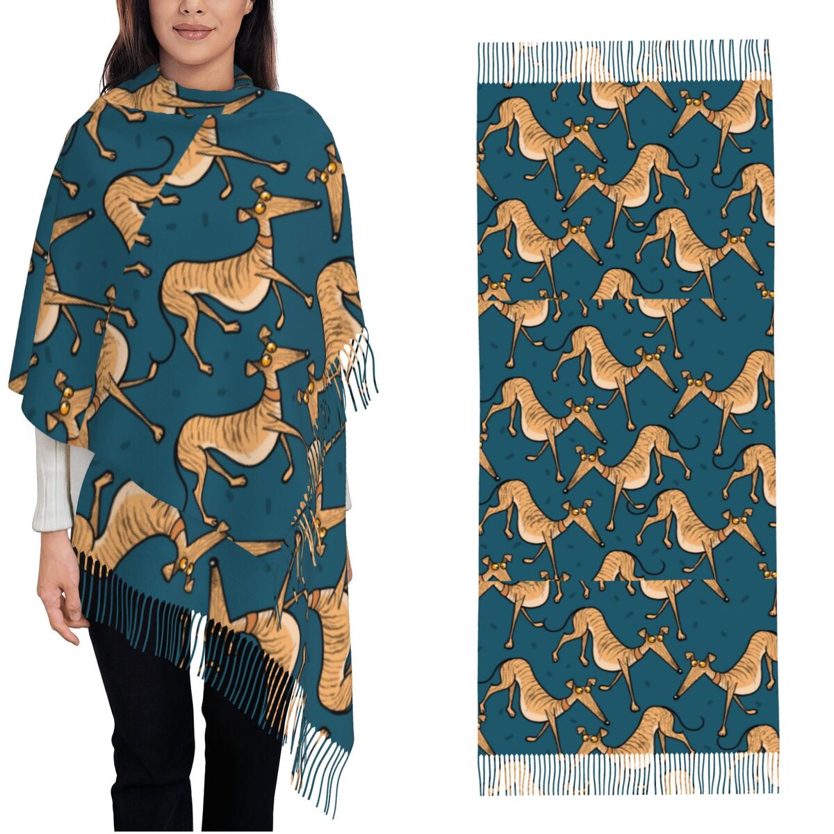 Selendang Anjing Greyhound Whi - Pashmina Wrap Large ulasan dan harga