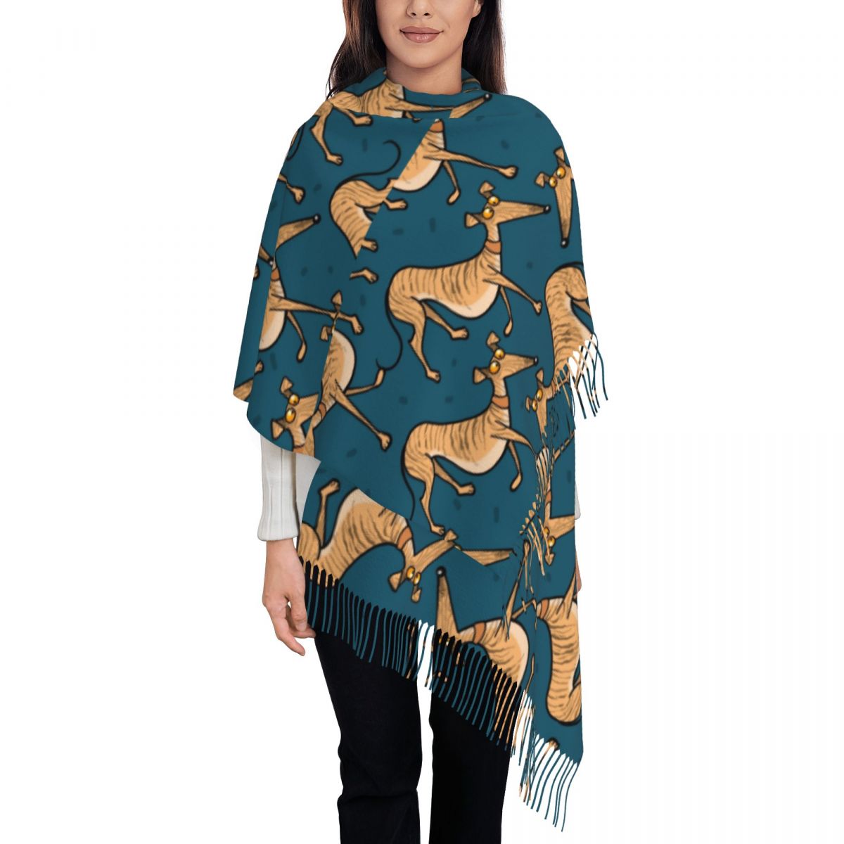 Selendang Anjing Greyhound Whi - Pashmina Wrap Large ulasan dan harga