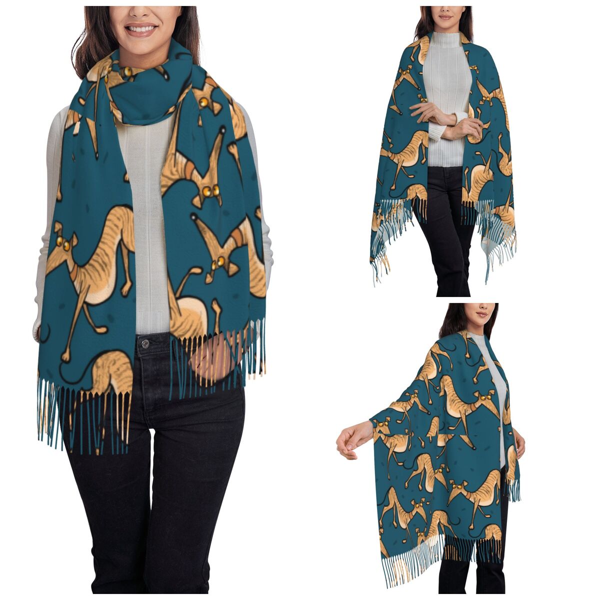 Selendang Anjing Greyhound Whi - Pashmina Wrap Large ulasan dan harga
