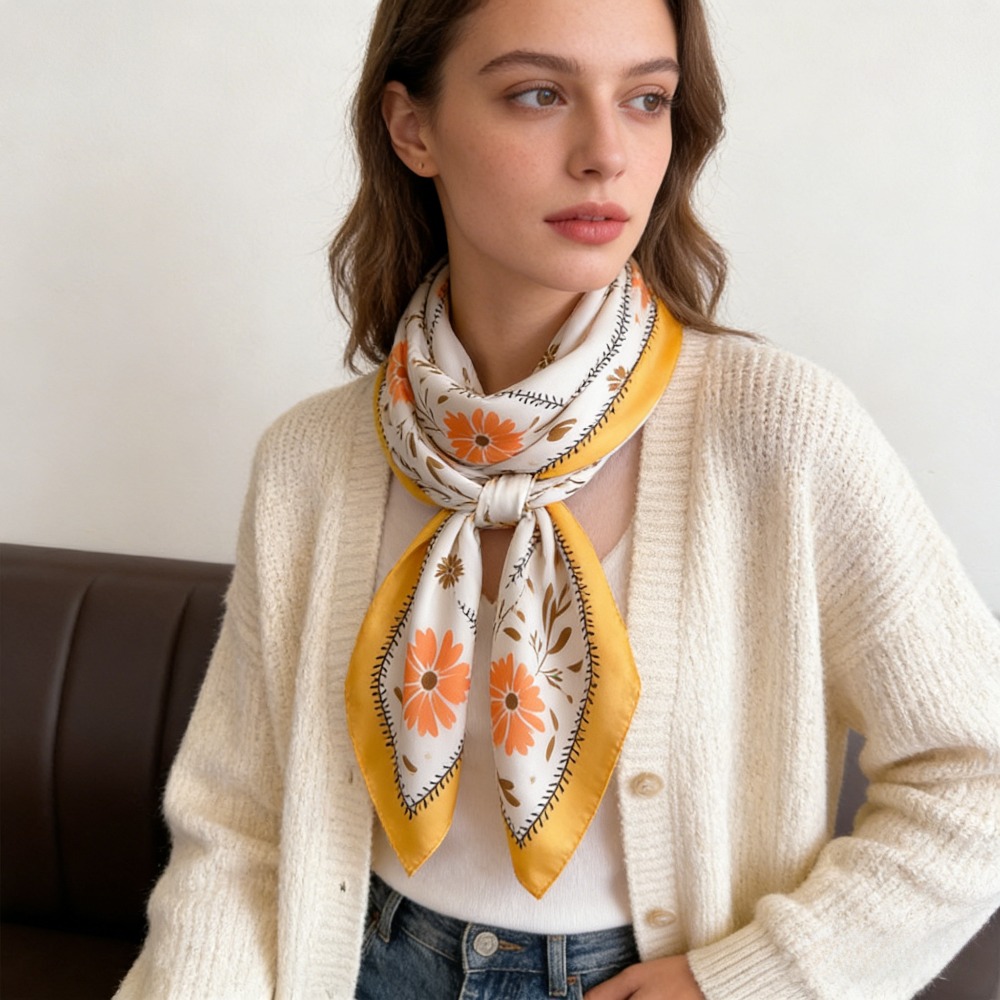 1Pc syal sutra motif baru, sya - Scarf Silk Square ulasan dan harga