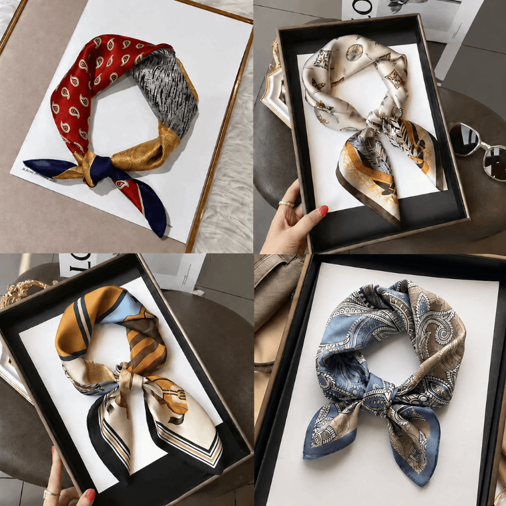 Bahan Sutra Syal Persegi Motif - Face Scarf Mask ulasan dan harga