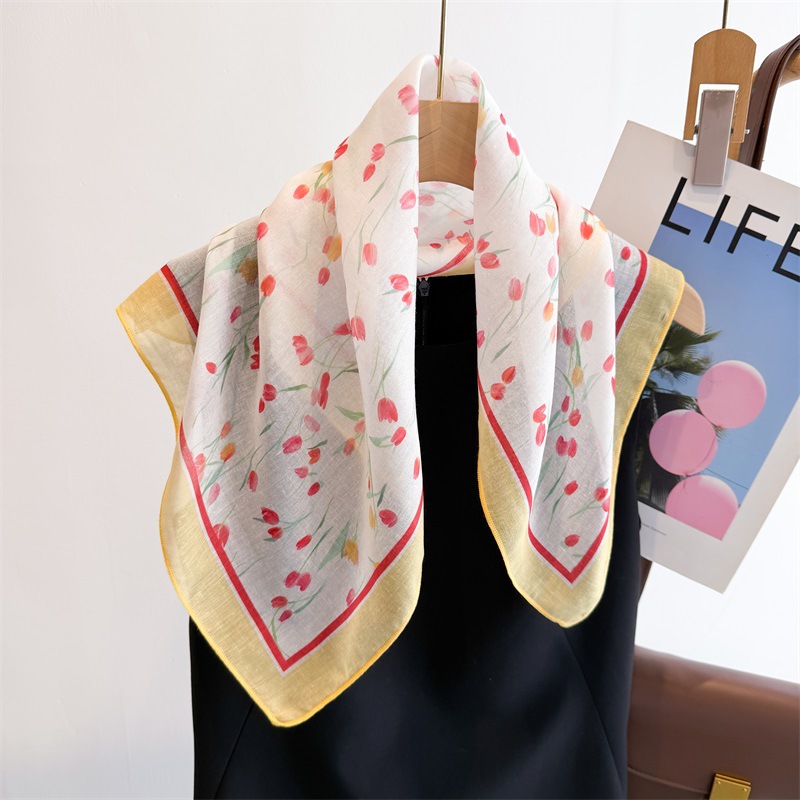 Syal Persegi Katun Linen 50cm  - Bandana Cotton ulasan dan harga