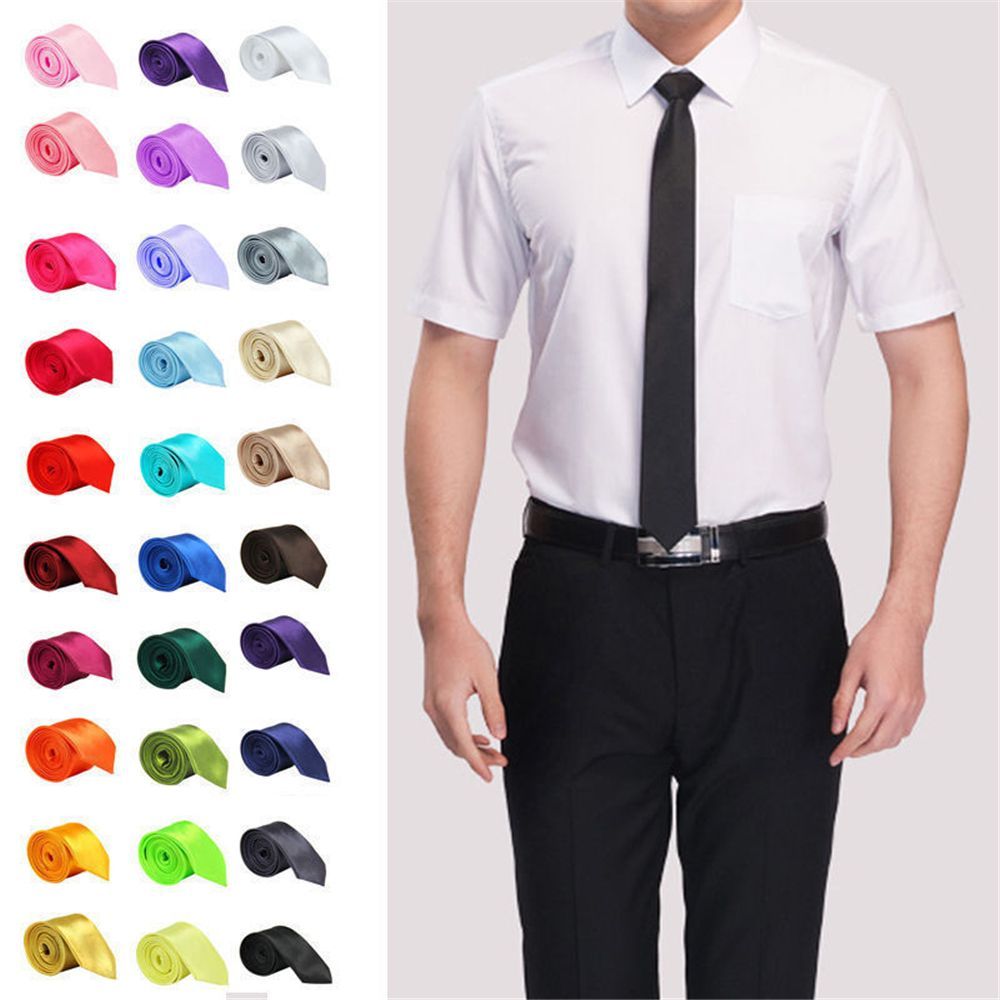 Dasi Sutra Tipis Ramping Solid - Skinny Tie Men ulasan dan harga