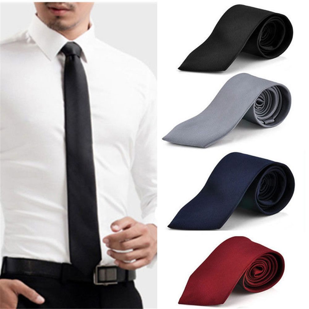 Dasi Sutra Tipis Ramping Solid - Skinny Tie Men ulasan dan harga