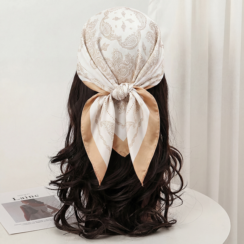 Syal Persegi Motif Paisley Bei - Face Scarf Mask ulasan dan harga