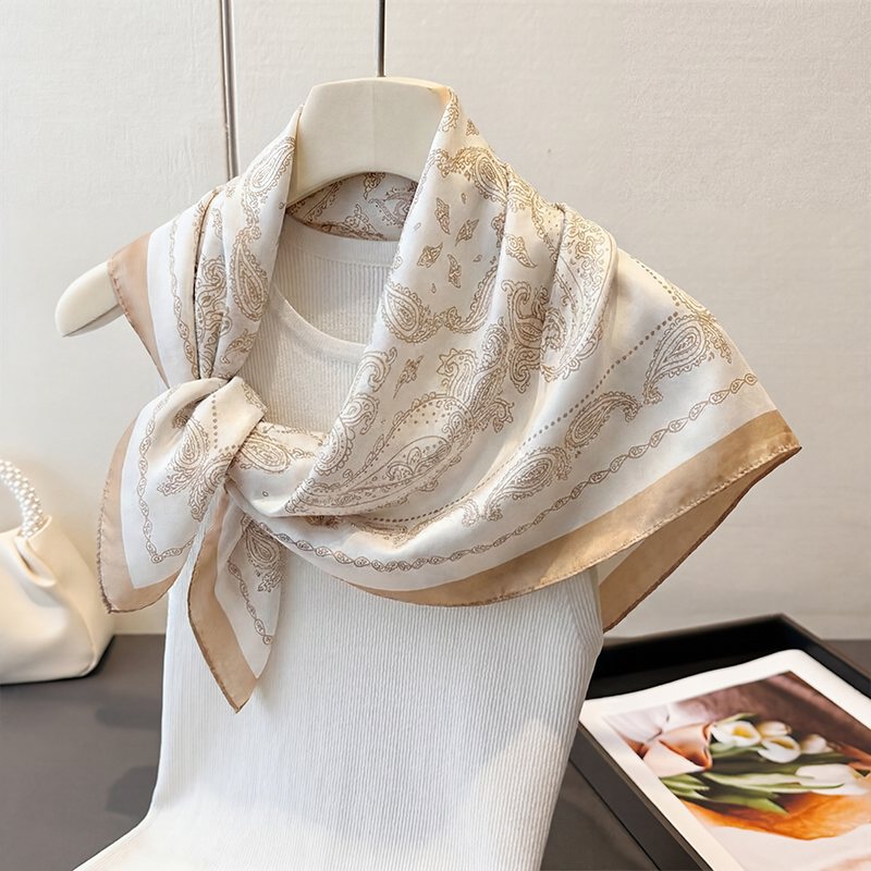 Syal Persegi Motif Paisley Bei - Face Scarf Mask ulasan dan harga