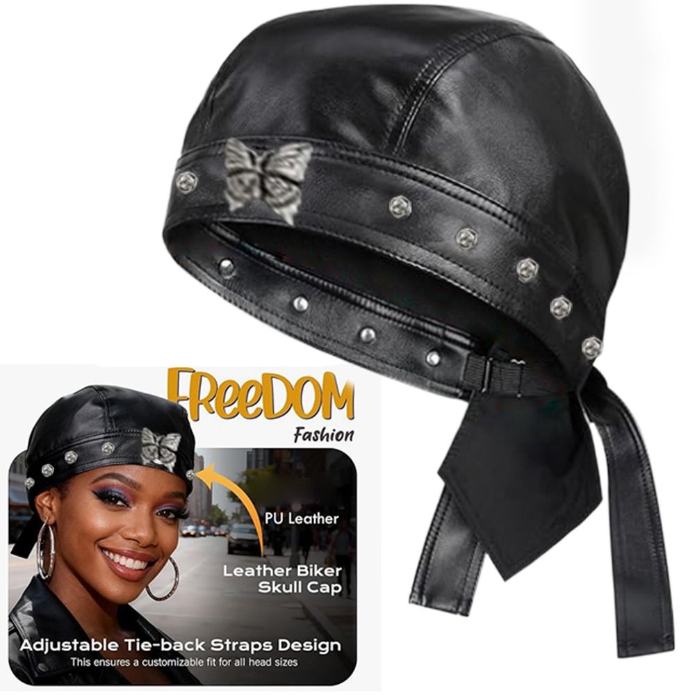 Topi Biker Kulit PU Hitam Baru - Bandana Doo Rag ulasan dan harga