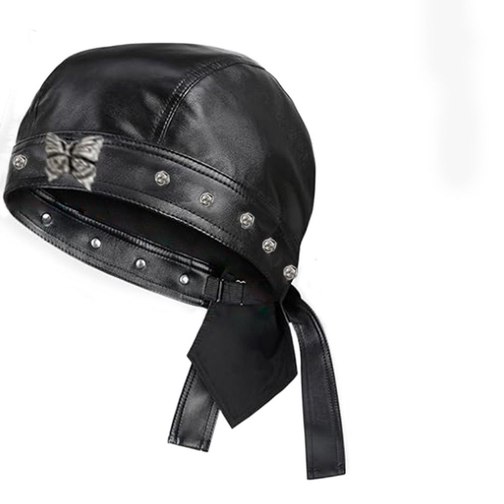 Topi Biker Kulit PU Hitam Baru - Bandana Doo Rag ulasan dan harga